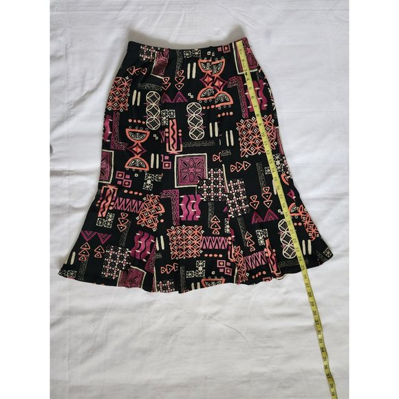 Choices Women's Black Pink Multicolor Printed Ruffle Flounce Skirt Size Medium - Picture 8 of 8